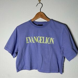 Evangelion NERV Dumbgood Lavender Crop Top Size Small